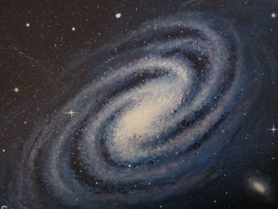 Blue Galaxy Acrylic Painting 10'' X 12''