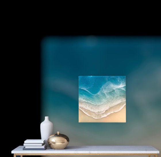 White Sand Beach - Love - Seascape Painting Gift idea