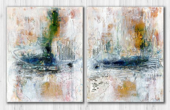 Wayfaring Songs - 2 Textural Abstract Paintings by Kathy Morton Stanion