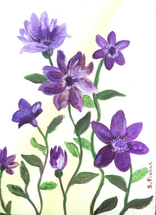 Vibrant violet flowers by Sandra Fisher