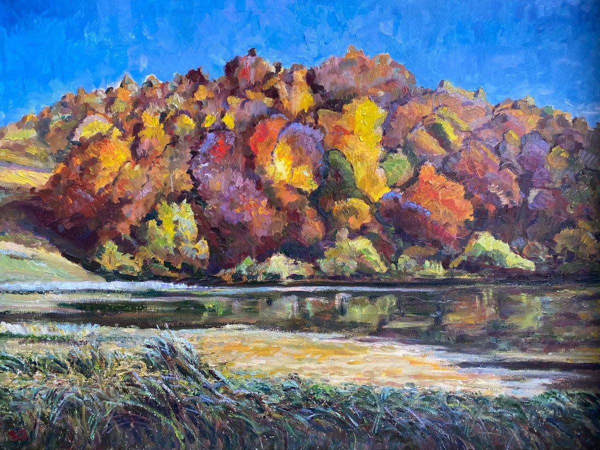 Lake In Racha By Zurab Sharvadze, 36 X 28, Artwork For Sale On Artfinder