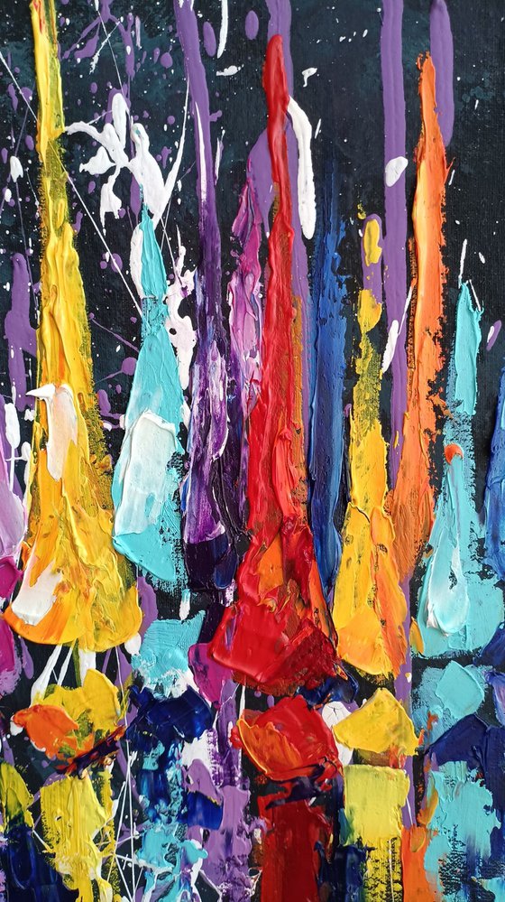 Yacht racing in bright colors