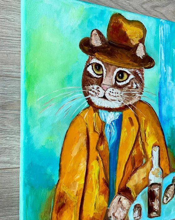 Cat  with a wine glass i