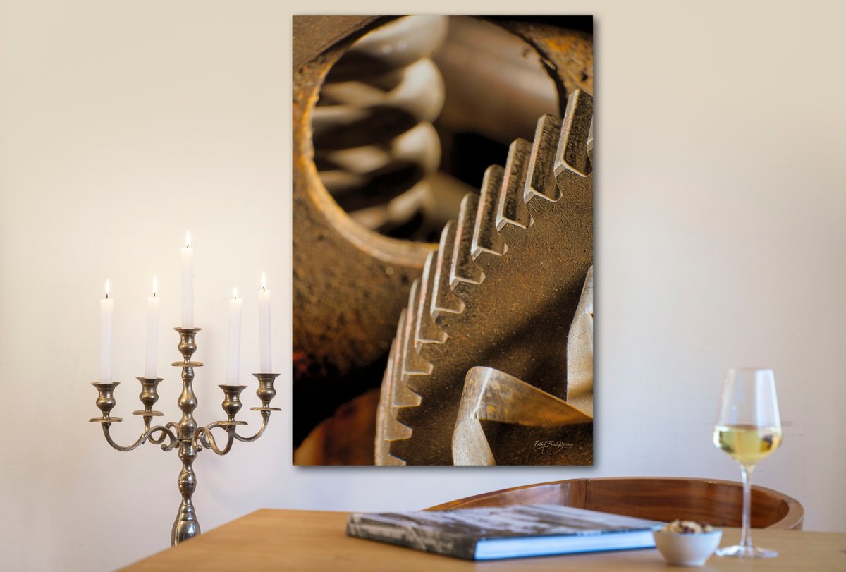 Photorealistic Still Life Photograph By Robbert Frank Hagens, 28 X 41", Old Gear Steel Ii On Dibond With Plexiglass, Artfinder