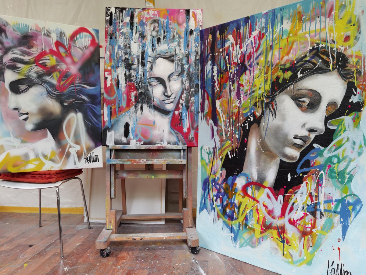 Urban And Pop Portrait Painting By Kanim, 28 X 39", Venus, Original Artwork