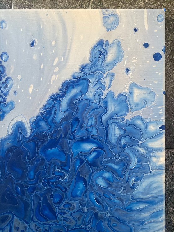 "Water Splitting" - Original Abstract PMS Fluid Acrylic Painting - 16 x 20 inches