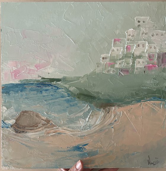 Coastal sea view beach Greek Houses Island