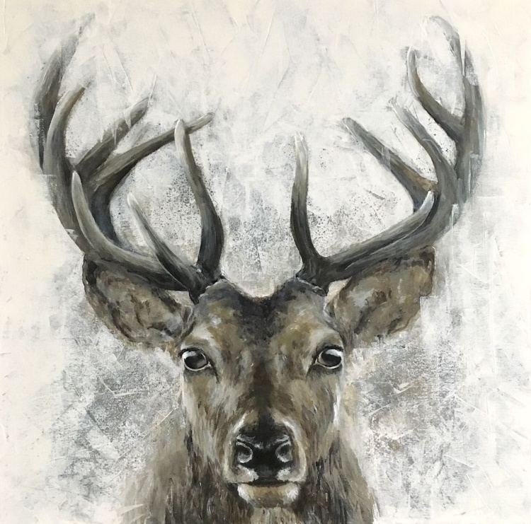 Stag Head, original wildlife art, | Artfinder