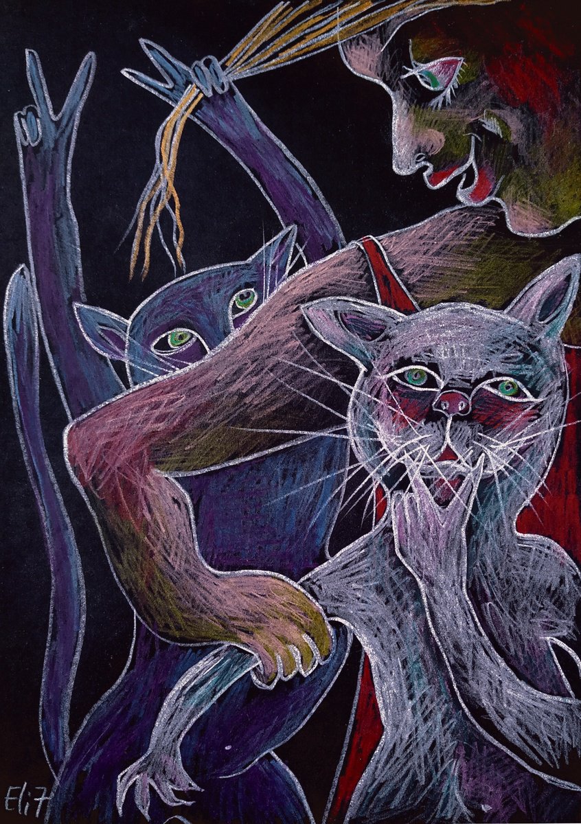 Expressive Animal Pencil Drawing By Elisheva Nesis, 9 X 13, V-Day, Original Artwork