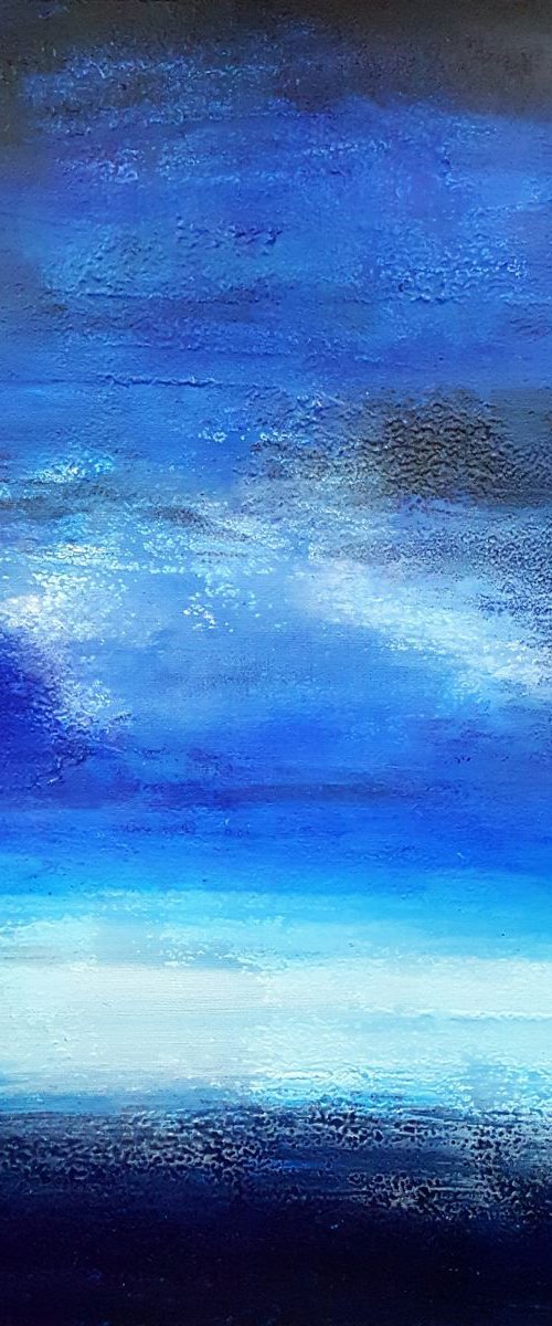 Emerged IV - abstract landscape on stretched cotton canvas, unique frothing technique, ready to hang, 50x70cm by Silvija Horvat - NataDaMano