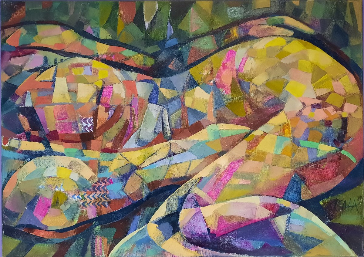 Abstract Oil Painting By Galya Koleva, 28 X 20, Hils, Original Artwork