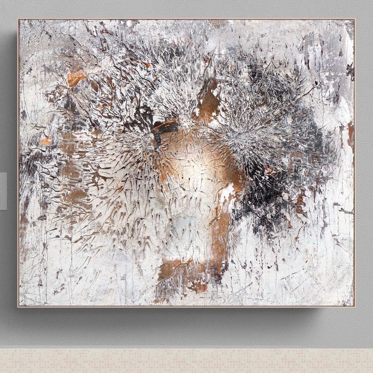 Organic Abstract Acrylic Painting By Adriano Ribeiro, 28 X 24, Branco, Original Artwork