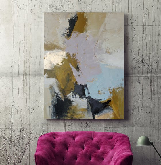 "Ness 2" Licak brown beige abstract art