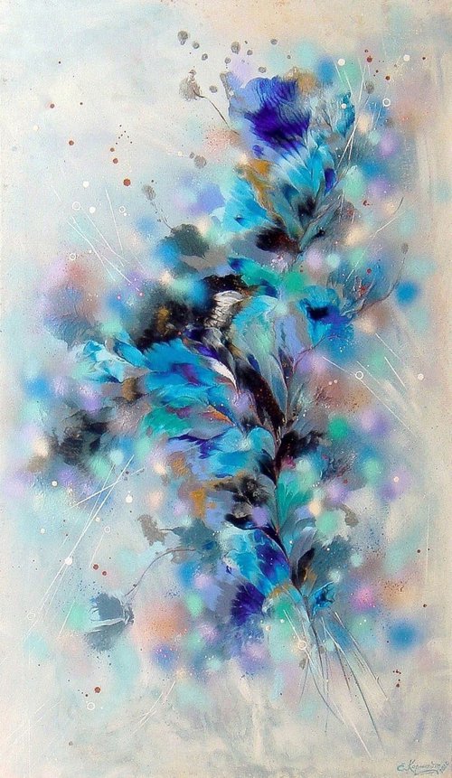 "Bouquet of Blues" LARGE Abstract painting by Irini Karpikioti