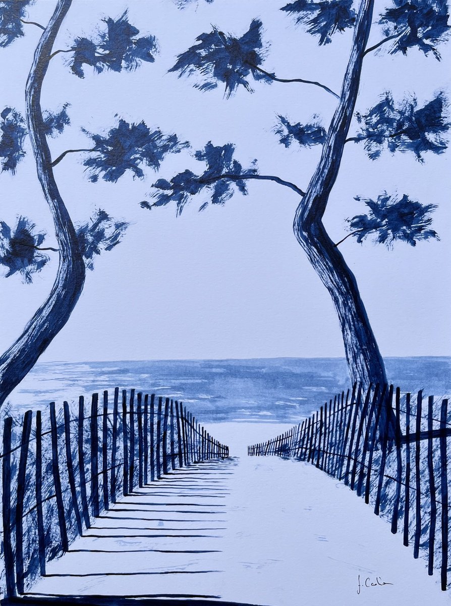 Impressionistic Landscape Painting By Cadiou Frederic, 13 X 17, Sainte-Marine, Original Artwork