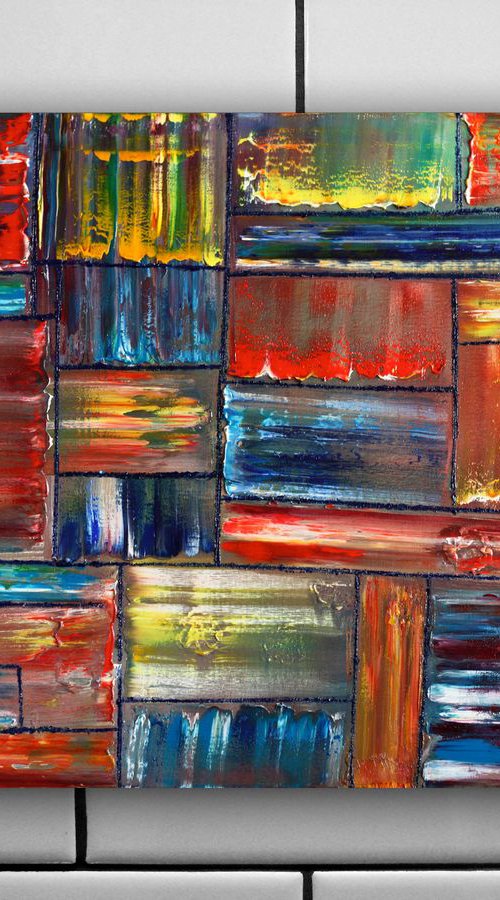 "Compartmentalized" - Original Highly Textured PMS Abstract Oil Painting On Canvas - 28" x 22" by Preston M. Smith (PMS)