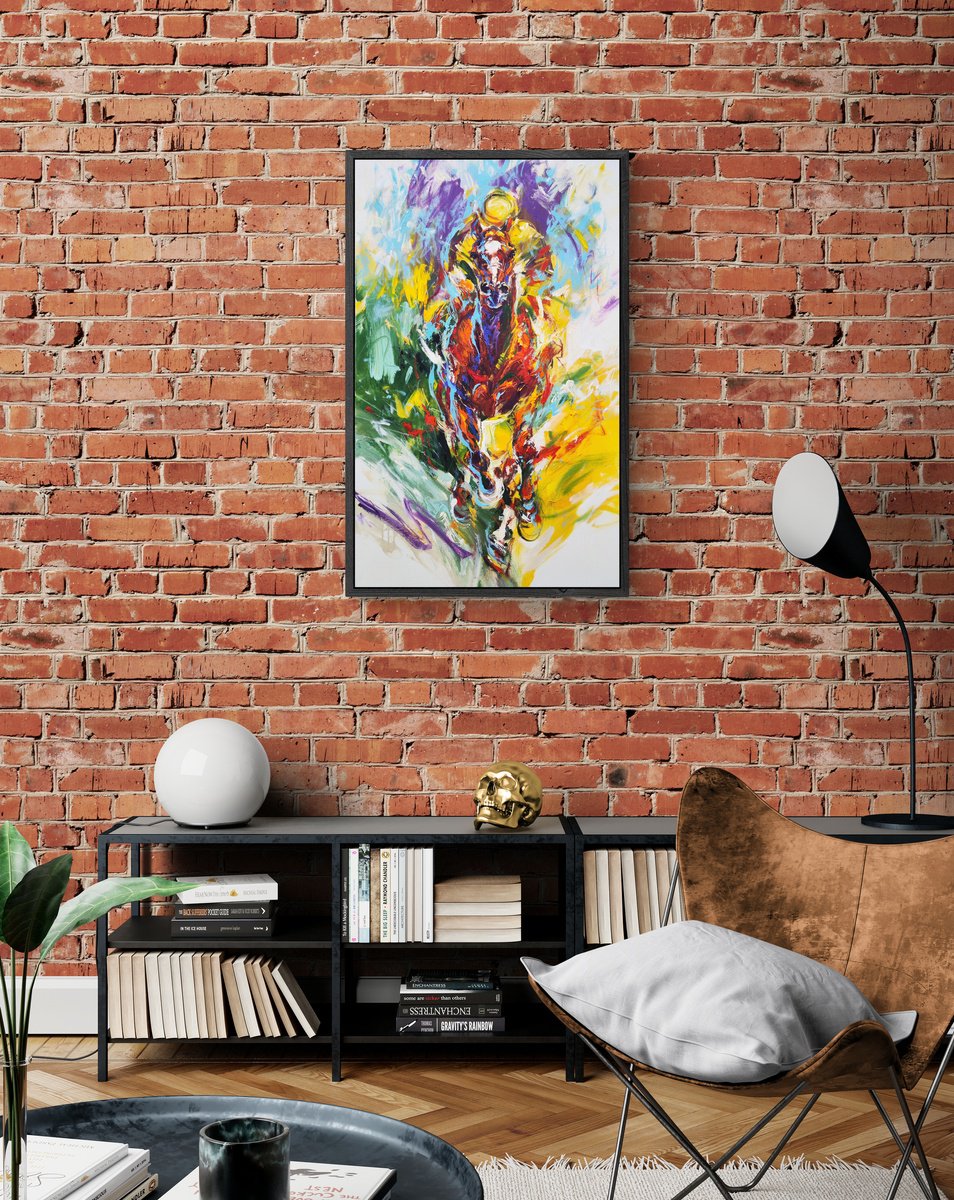 Expressive Animal Acrylic Painting By Anna Cher, 25 X 40, Vivid Victory, Original Artwork