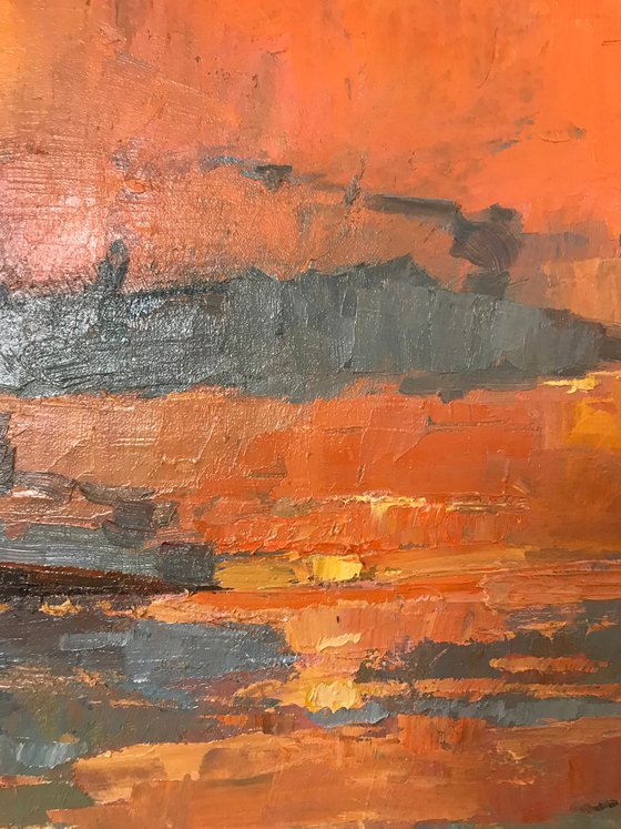 A touch of warmth, seascape oil