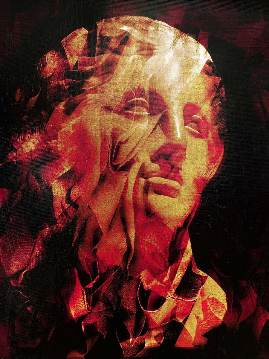 Impressionistic Portrait Acrylic Painting By Dario Moschetta, 24 X 31, Head 52B, Original Artwork