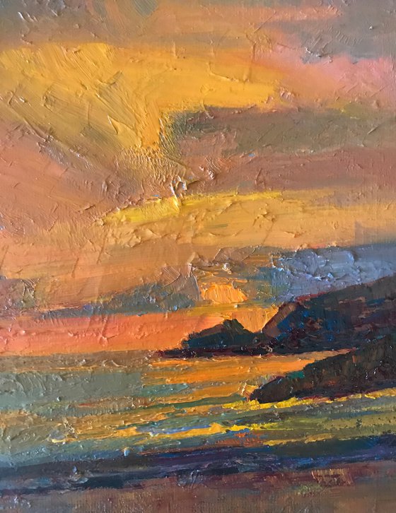 Dawn again seascape oil painting