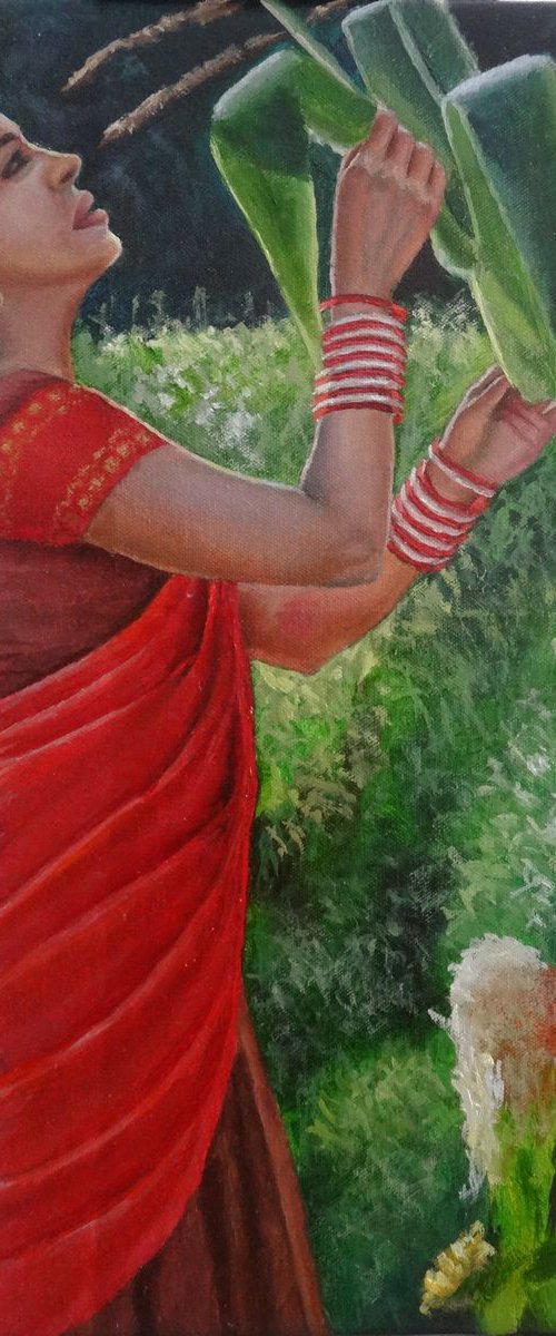 Girl Checking the Crop by Ramya Sadasivam