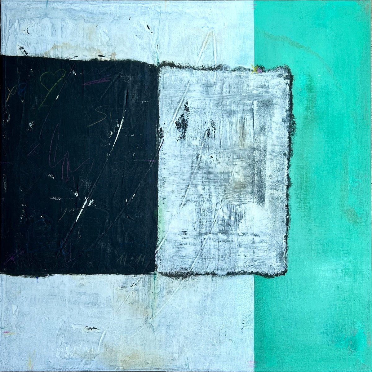 Abstract Painting By Sergio Aranda, 20 X 20", Suspended Form, Original Artwork