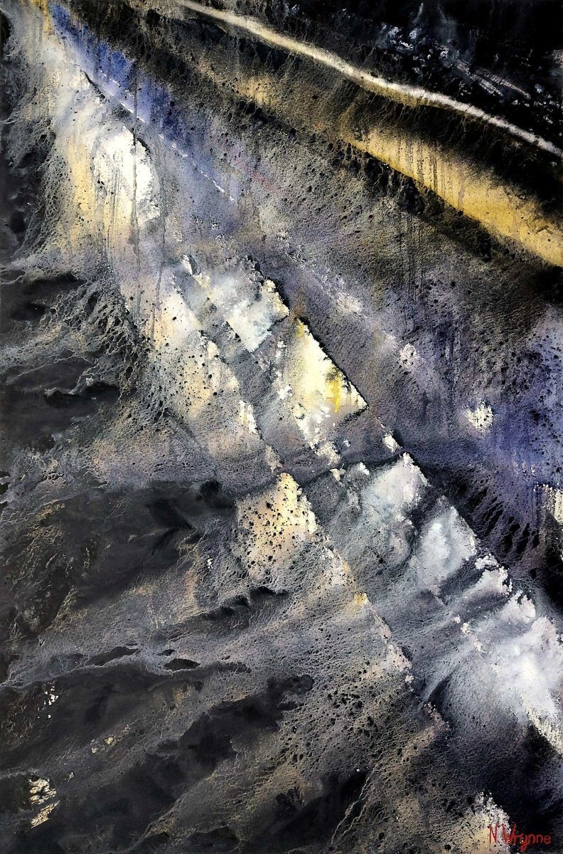 Expressive Abstract Watercolour By Neil Wrynne, 15 X 22", Dream Of Things That Cannot Be, Original Artwork