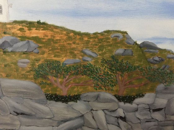 CAPE NUBBLE LIGHTHOUSE, LARGE 4' WIDE OIL PAINTING