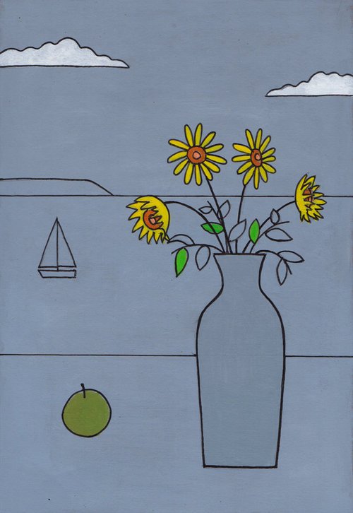 Flowers with bay view II by Tim Treagust
