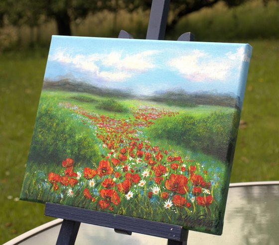 Red poppies and wildflowers