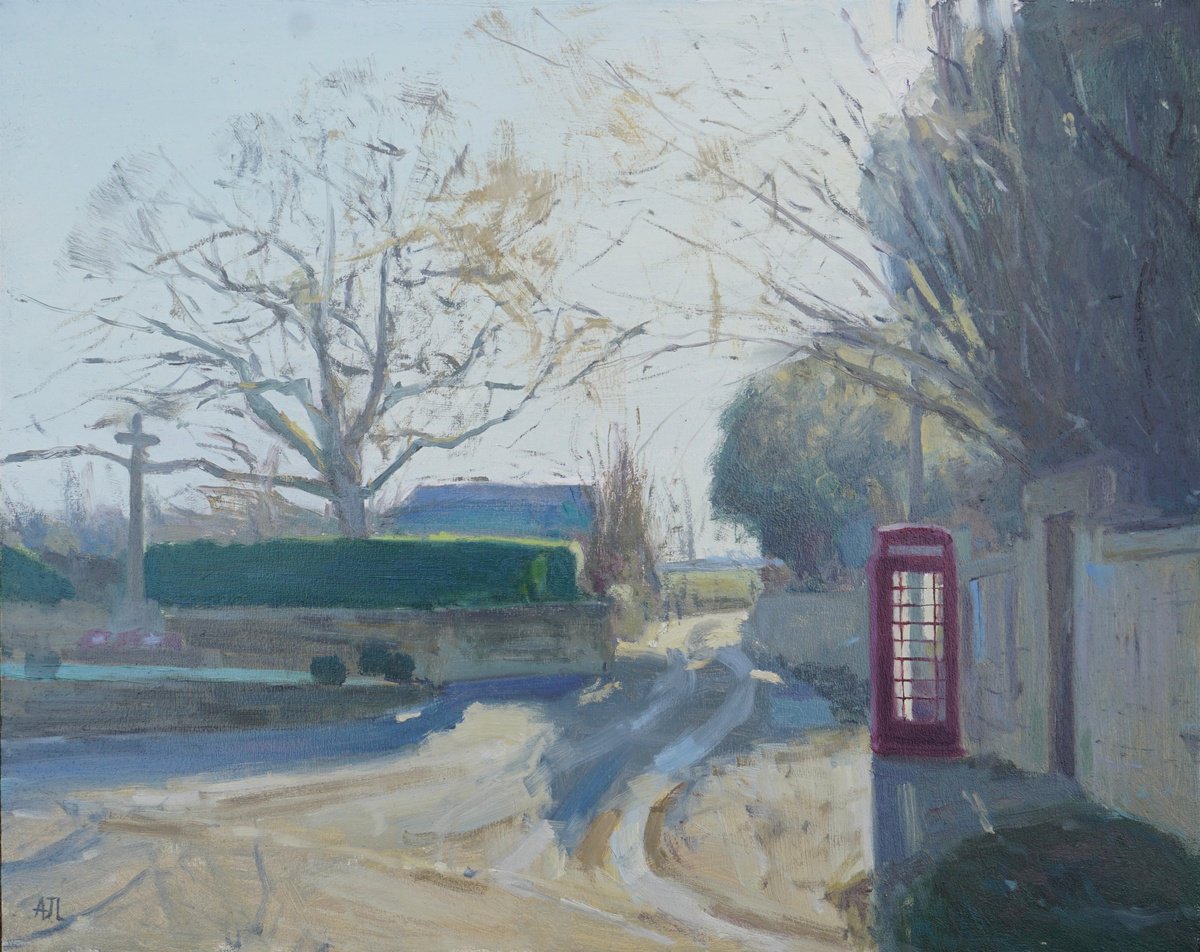 Impressionistic Cityscapes Oil Painting By Alex James Long, 20 X 16, Winter Morning, Sherborne, Original Artwork