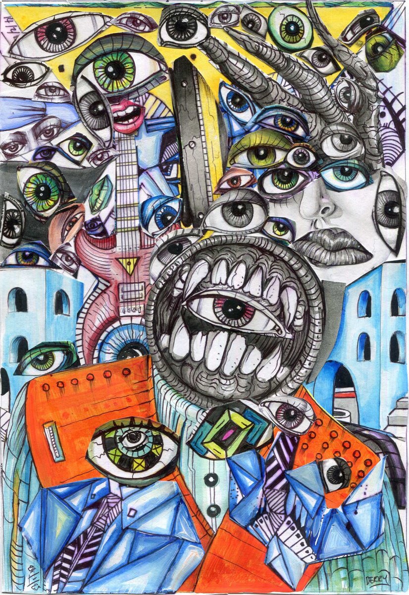 Surrealistic Portrait Collage By Spencer John Derry, 8 X 12", Visions, Original Artwork
