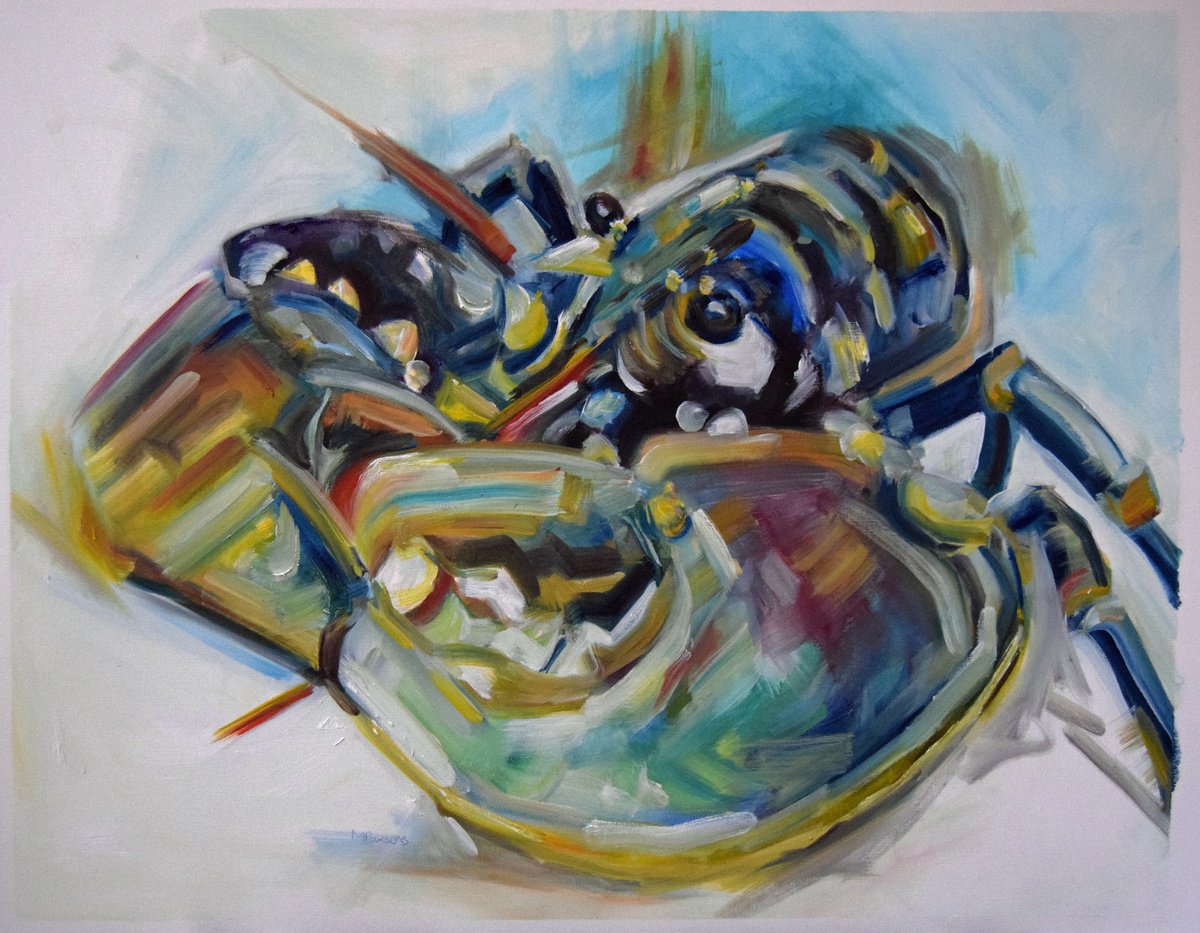 Expressive Animal Oil Painting By Michelle Parsons, 26 X 20", Gts, Original Artwork