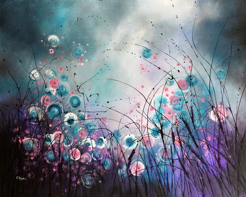 Wonderstorms #5 - Extra Large  original abstract floral landscape by Cecilia Frigati