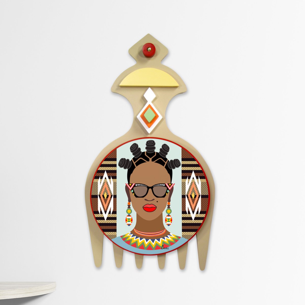 Urban And Pop Portrait Wood Sculpture By Lanre Adefioye, 13 X 24", Rooted In Beauty I, Original Artwork