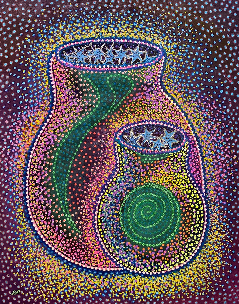 Rainbow vases Acrylic painting by Olga Rokhmanyuk ROArtUS Artfinder