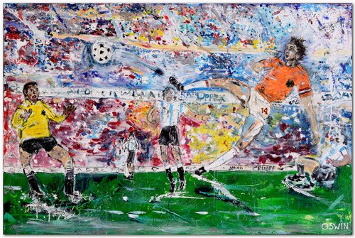 Johan Cruijff: Amazing skills 120 x 80 cm. by Oswin Gesselli