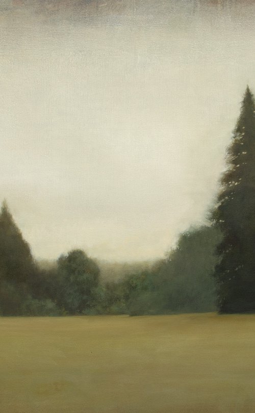 Valley Trees 210908, evergreen trees tonal landscape by Don Bishop