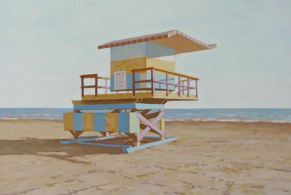 Photorealistic Landscape Oil Painting By Sergej Sologub, 24 X 16", Miami . Strand Metamorphosen 6., Original Artwork