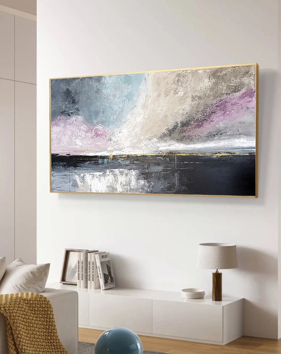 Golden Break of Dawn-blue pink wall art
