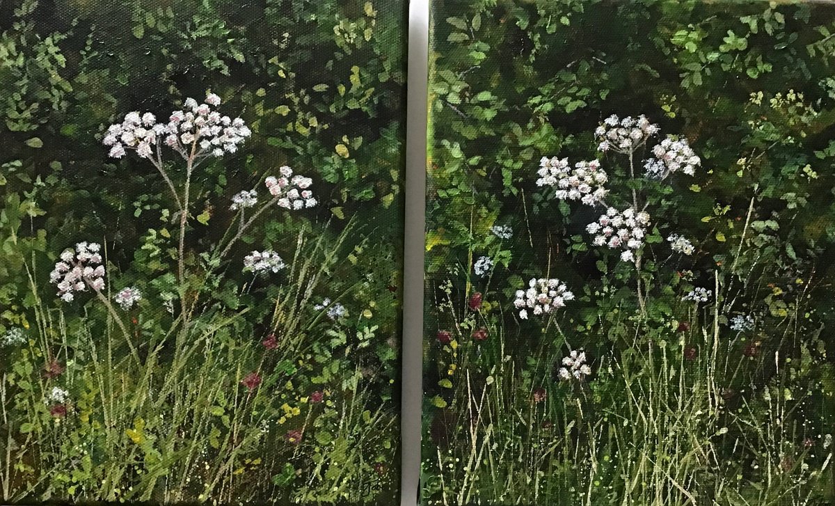 Impressionistic Botanical Acrylic Painting By Valerie Jobes, 16 X 10", Devon Hedgerow, Original Artwork