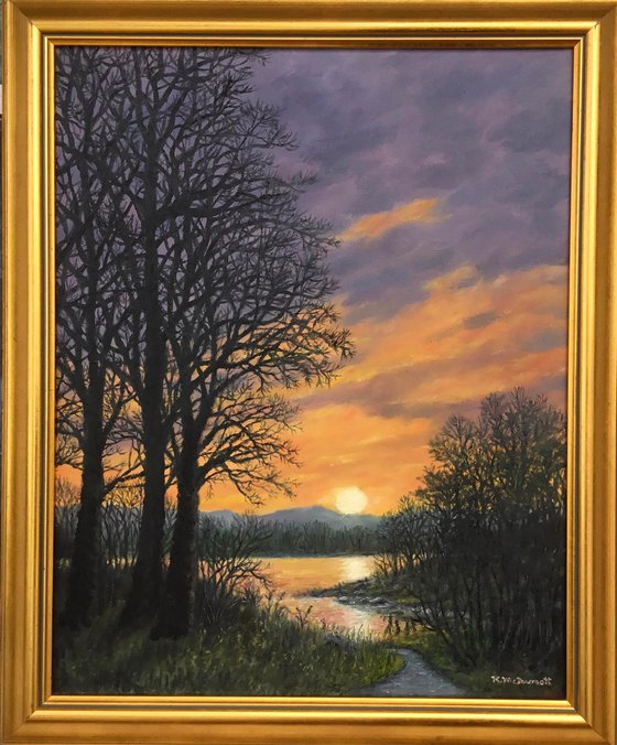 February Sunrise - oil 20X16 inch canvas (SOLD)