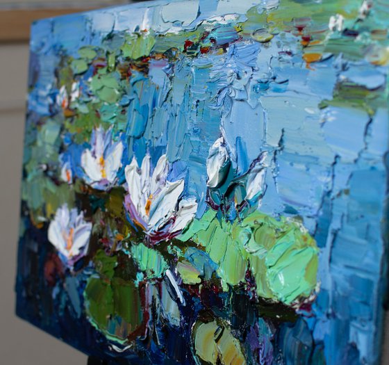 Water Lilies - Impasto Original Oil painting