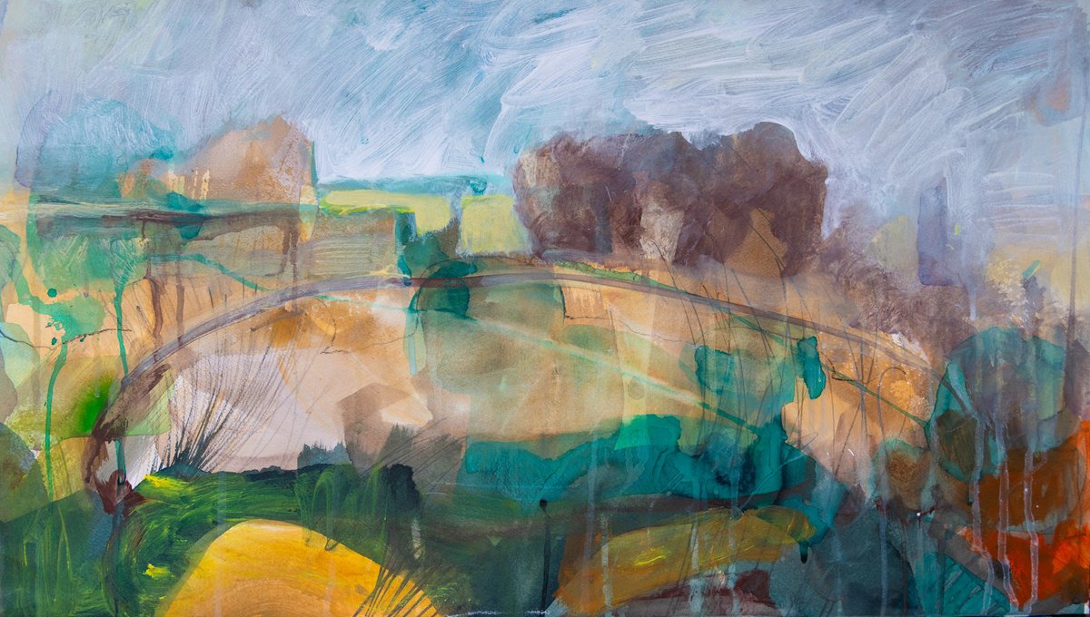 Impressionistic Watercolour , Pond 5 By Elizabeth Anne Fox, 30 X 17, Artwork For Sale On Artfinder