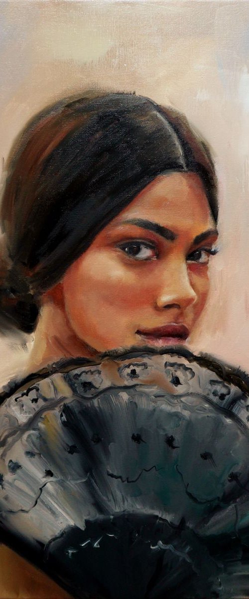 Woman Portrait painting Original on Canvas by Anna Lubchik