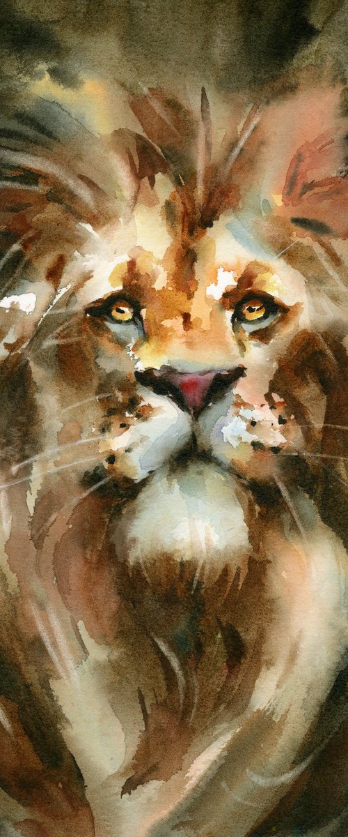 Lion in watercolor, Aslan, The king of Narnia by Yulia Evsyukova