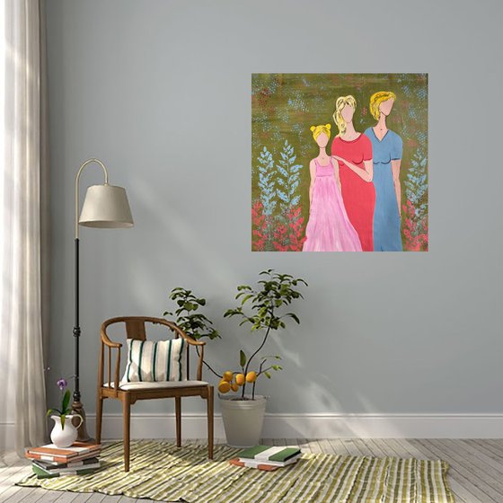 Grandmothe Mother Daughter original Painting