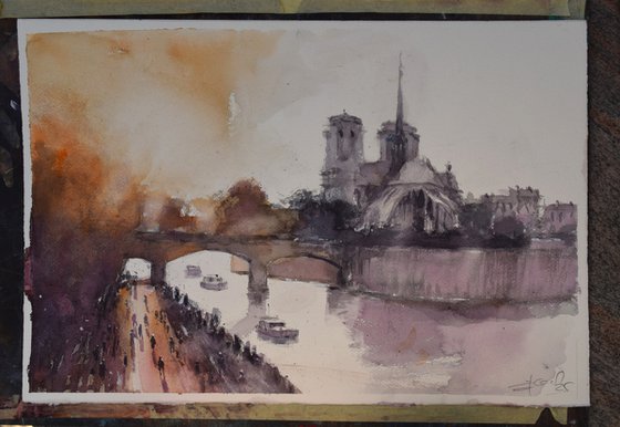 Sunset by the Notre-Dame,Paris
