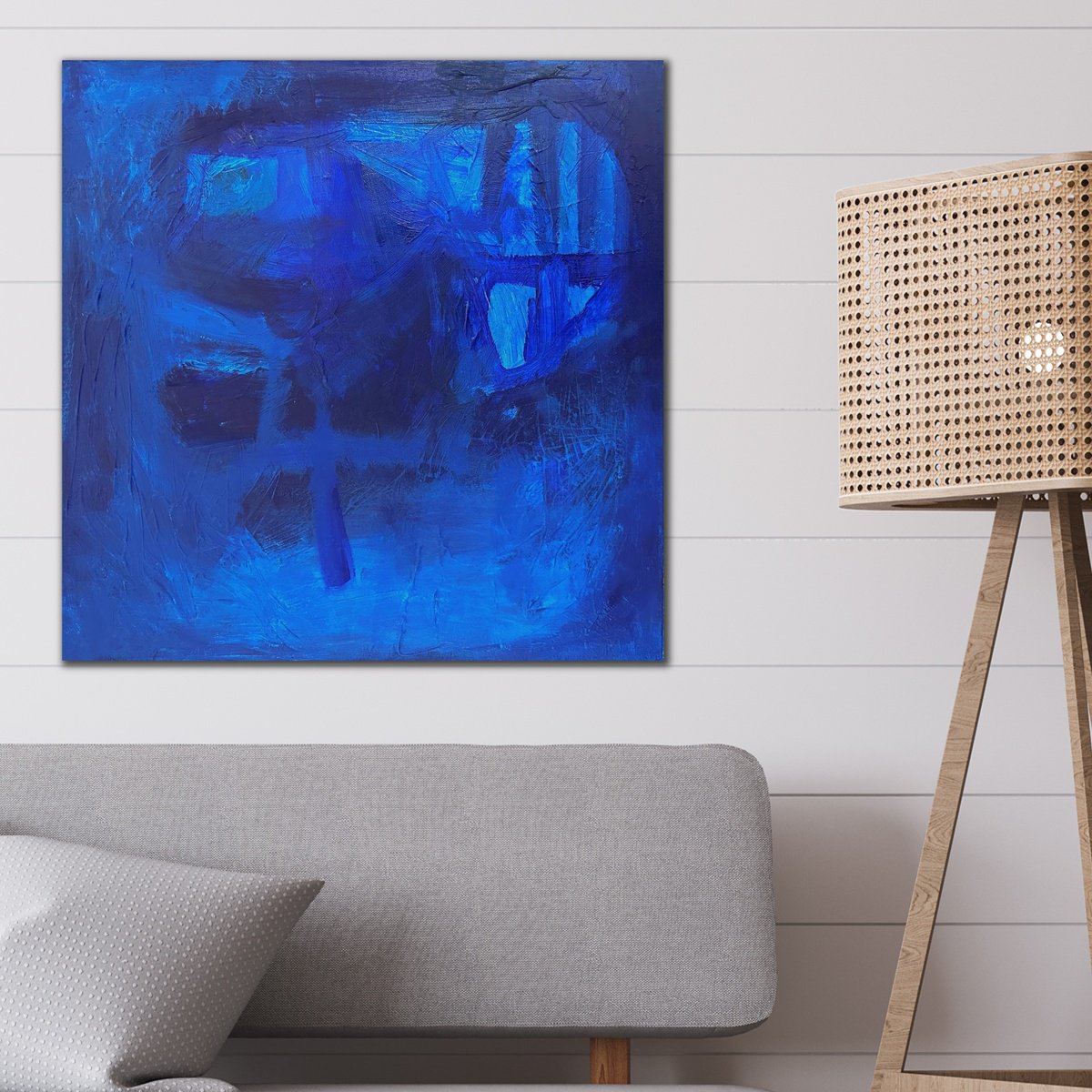 Abstract Acrylic Painting By Kylie Sams, 20 X 20", Beyond The Blue, Original Artwork