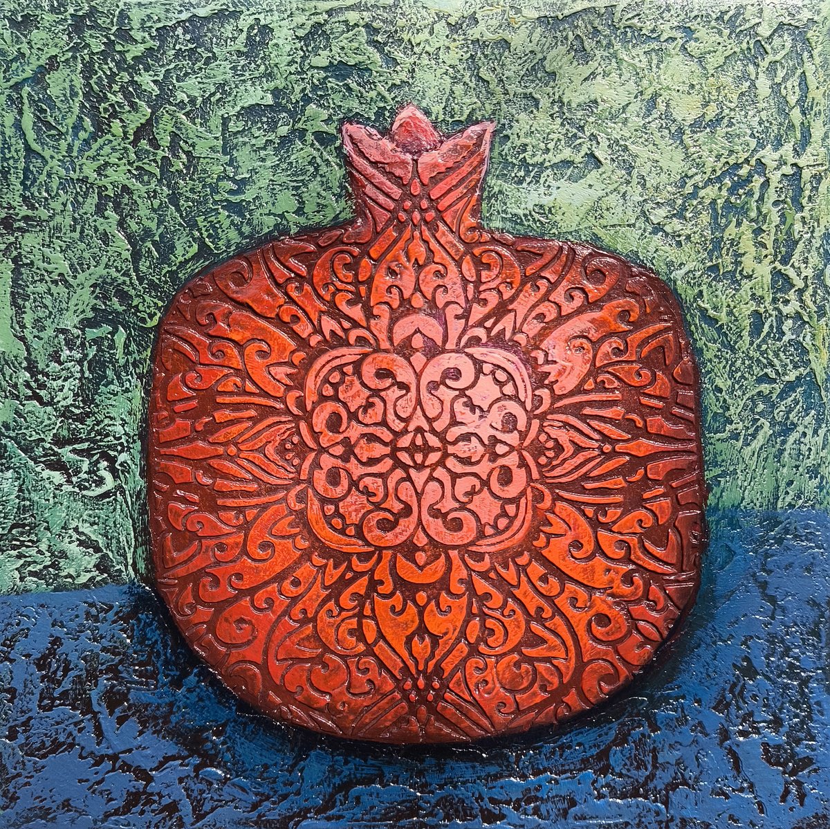 Impressionistic Botanical Oil Painting By Hasmik Mamikonyan, 8 X 8, Symbol Of Abundance, Original Artwork